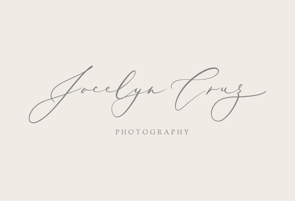 Jocelyn Cryz Photography romantic and script logo design by ribbon and ink branding
