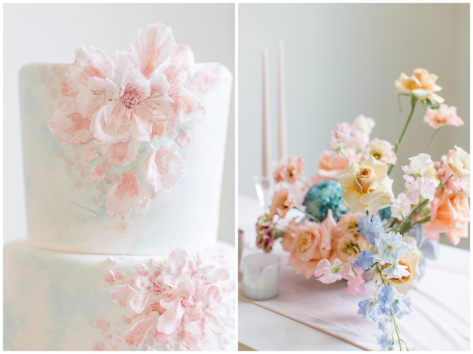 Pastel Themed Spring Wedding at Park Chateua in New Jersey by Jocelyn Cruz Photography. Planning by Heather Bengee Events. Stationary by Emily Williams Design. Cake by Duchess of Desserts.