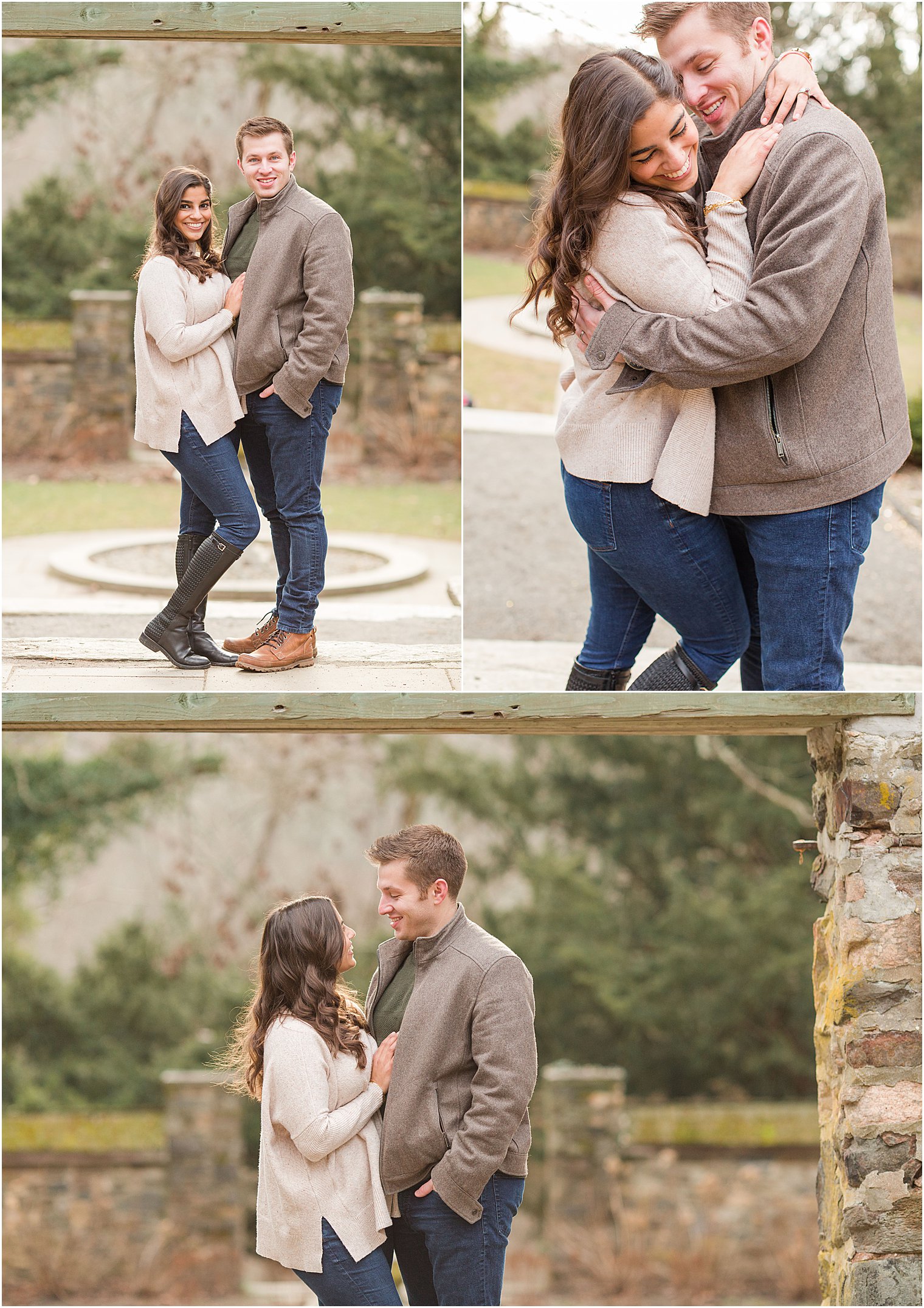 Couple leans in together during engagement session