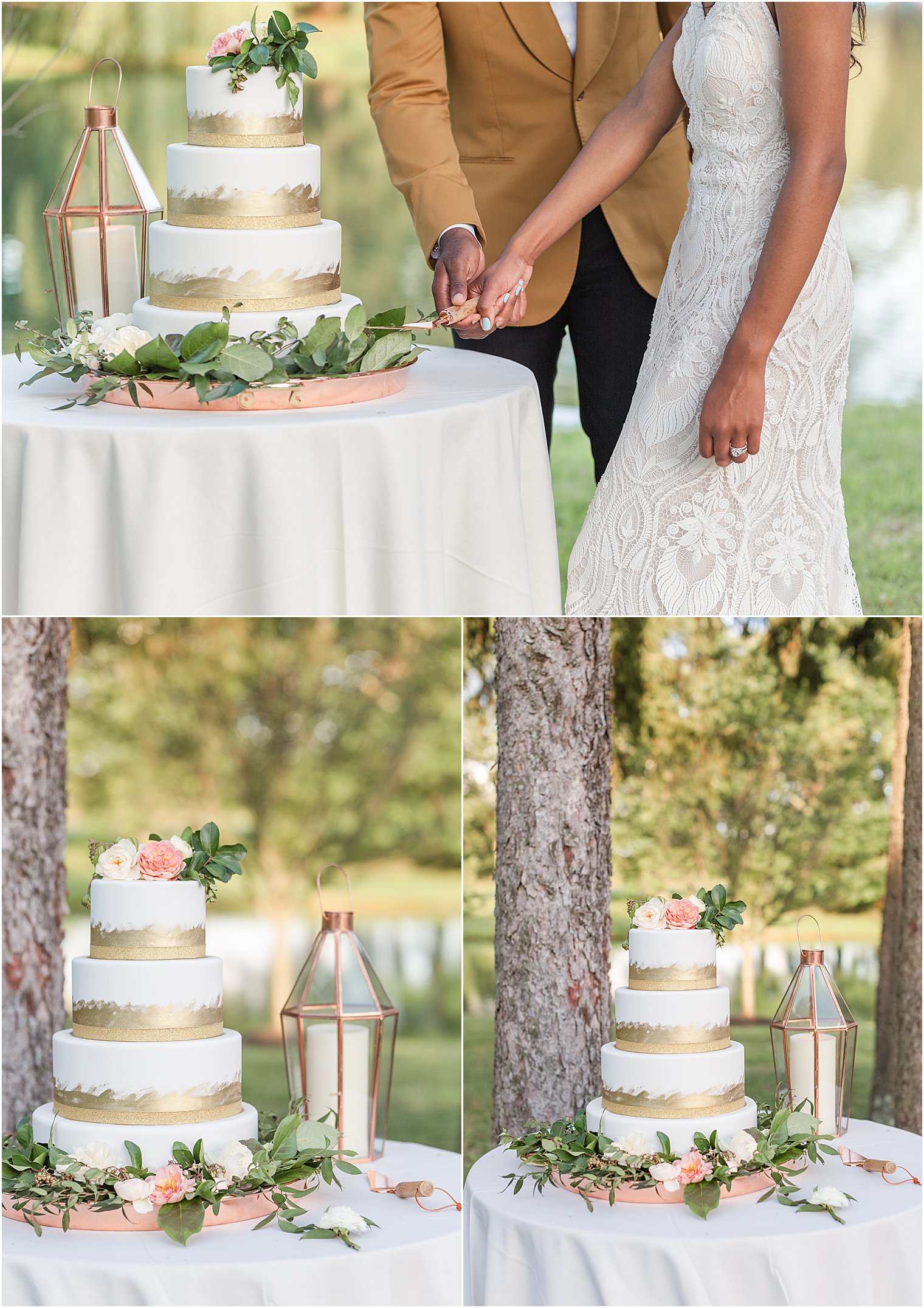 wedding cake featured in Windows on the water wedding editorial 