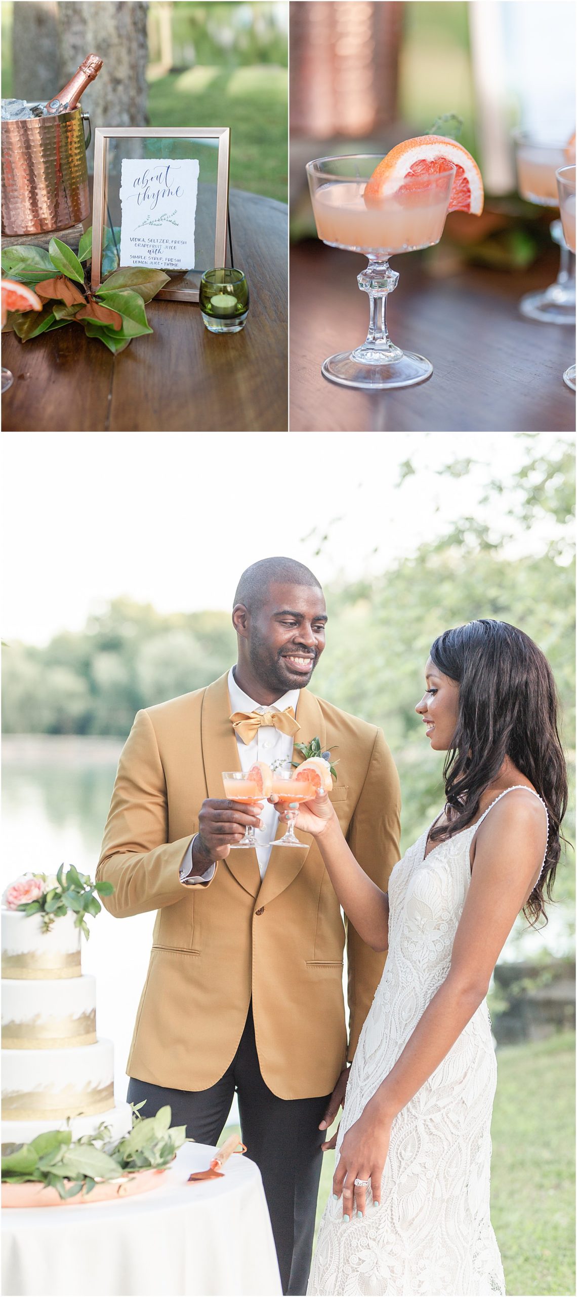 Bride & groom enjoy wedding cocktail