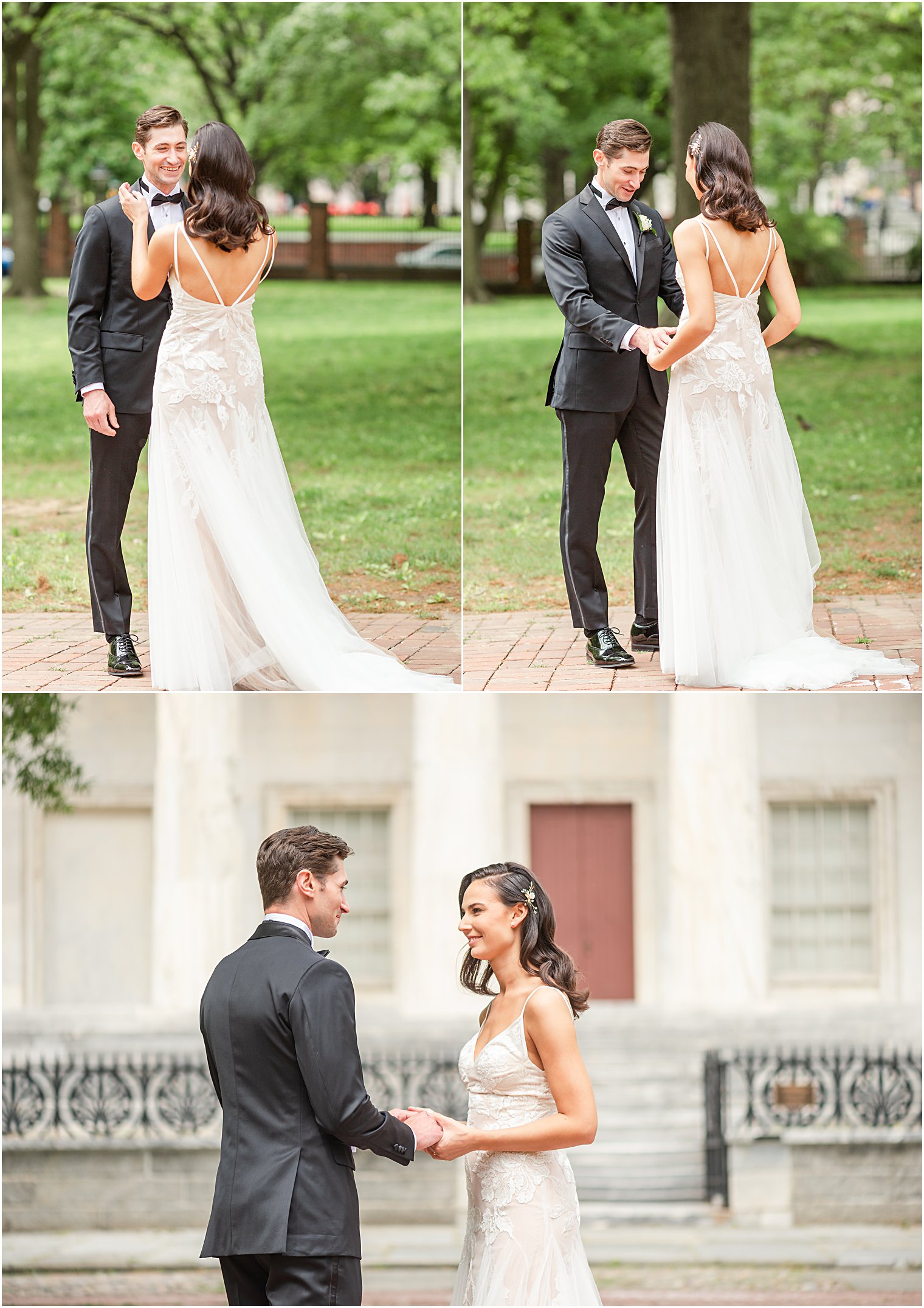 Bride + Groom share first look moment