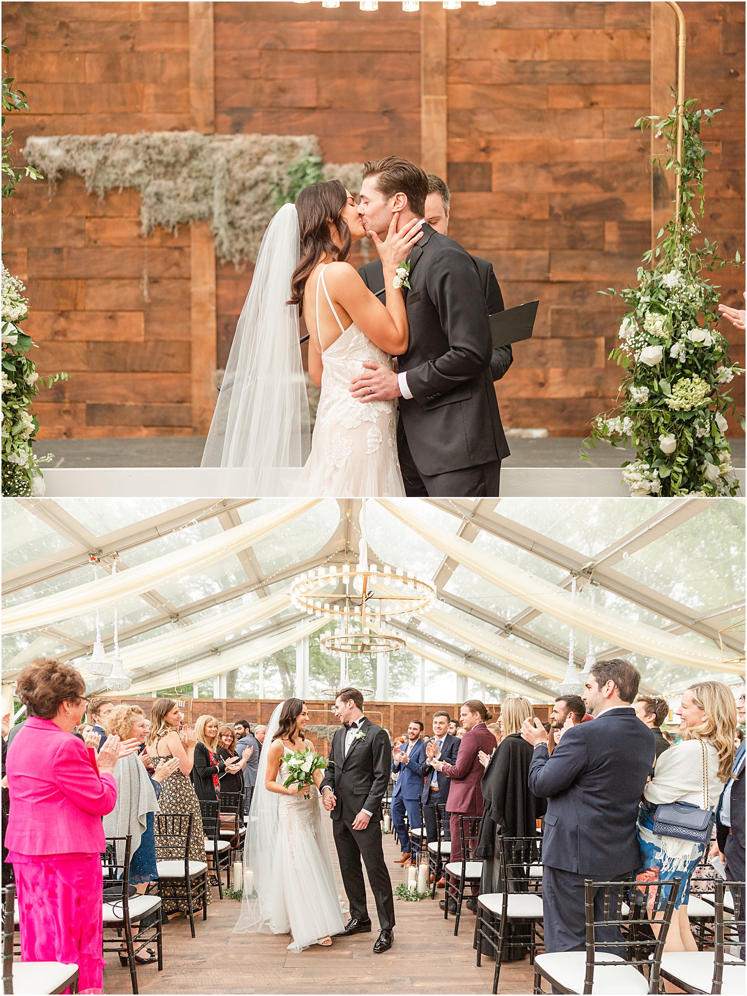 Bride + Groom kiss at ceremony during Philadelphia PA Wedding at Franklin Square  