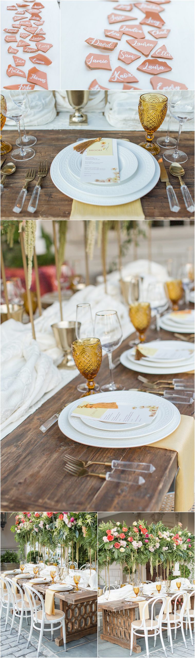 Table setting and other details at outdoor wedding