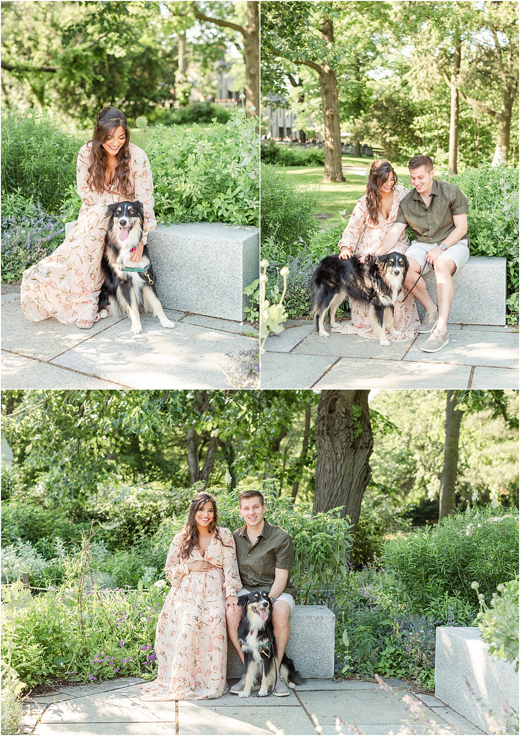 couple with their dog during maternity session in PA