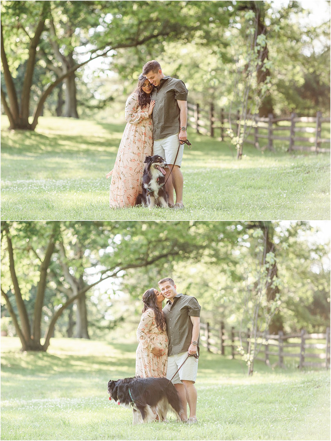 couple with their dog at Bartram’s Garden in Philadelphia, PA captured by Jocelyn Cruz Photography