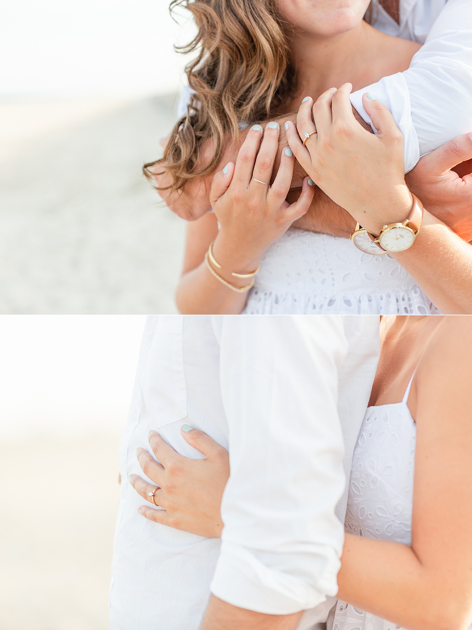 engagement ring close up at Bayhead Yacht Club + beach Engagement Session