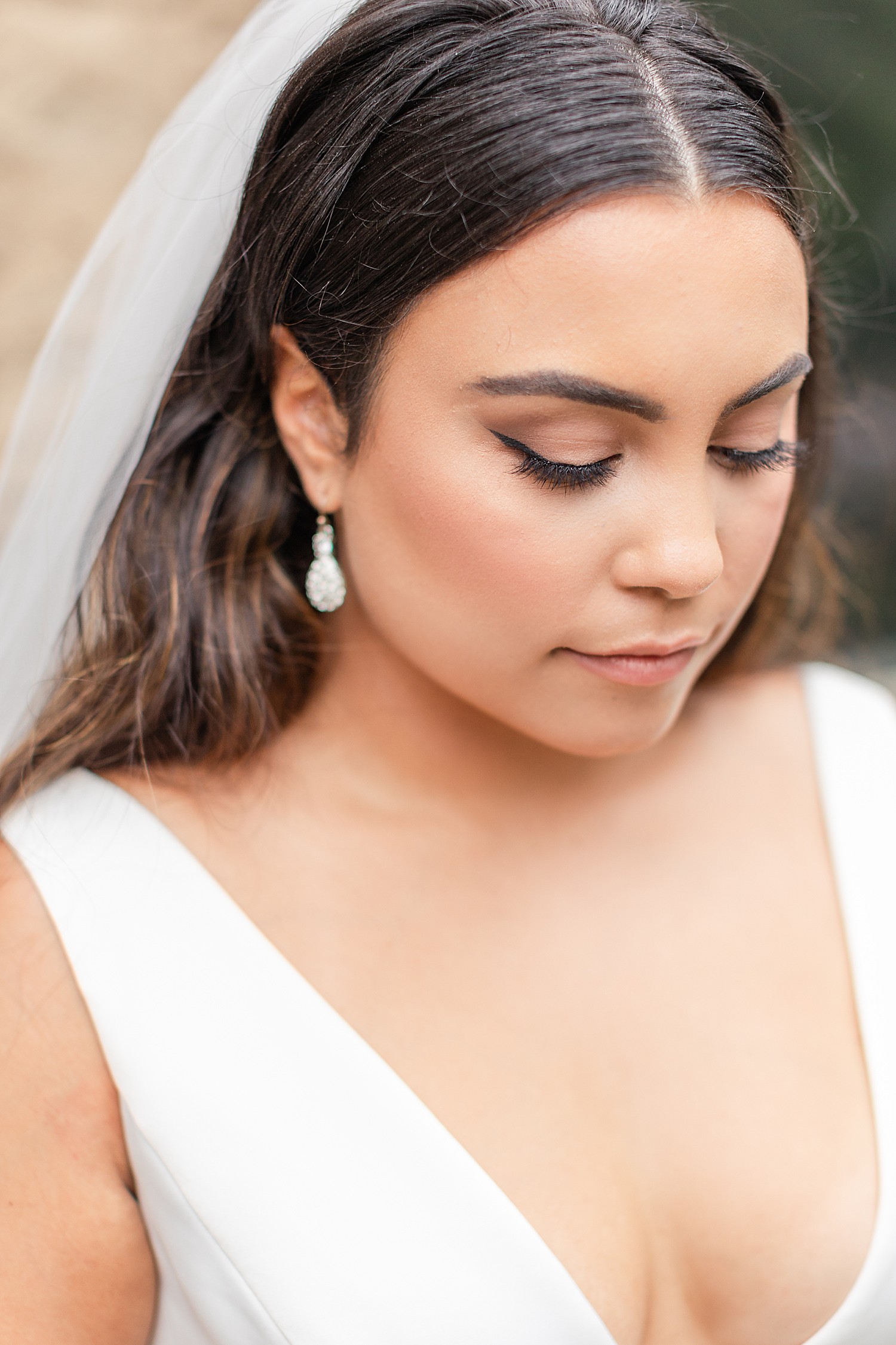 close up of bride and her makeup