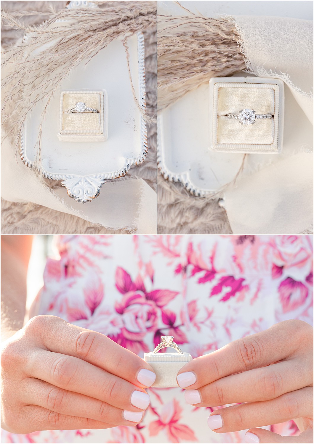 Engagement ring from Belmar Marina + Beach Engagement Session