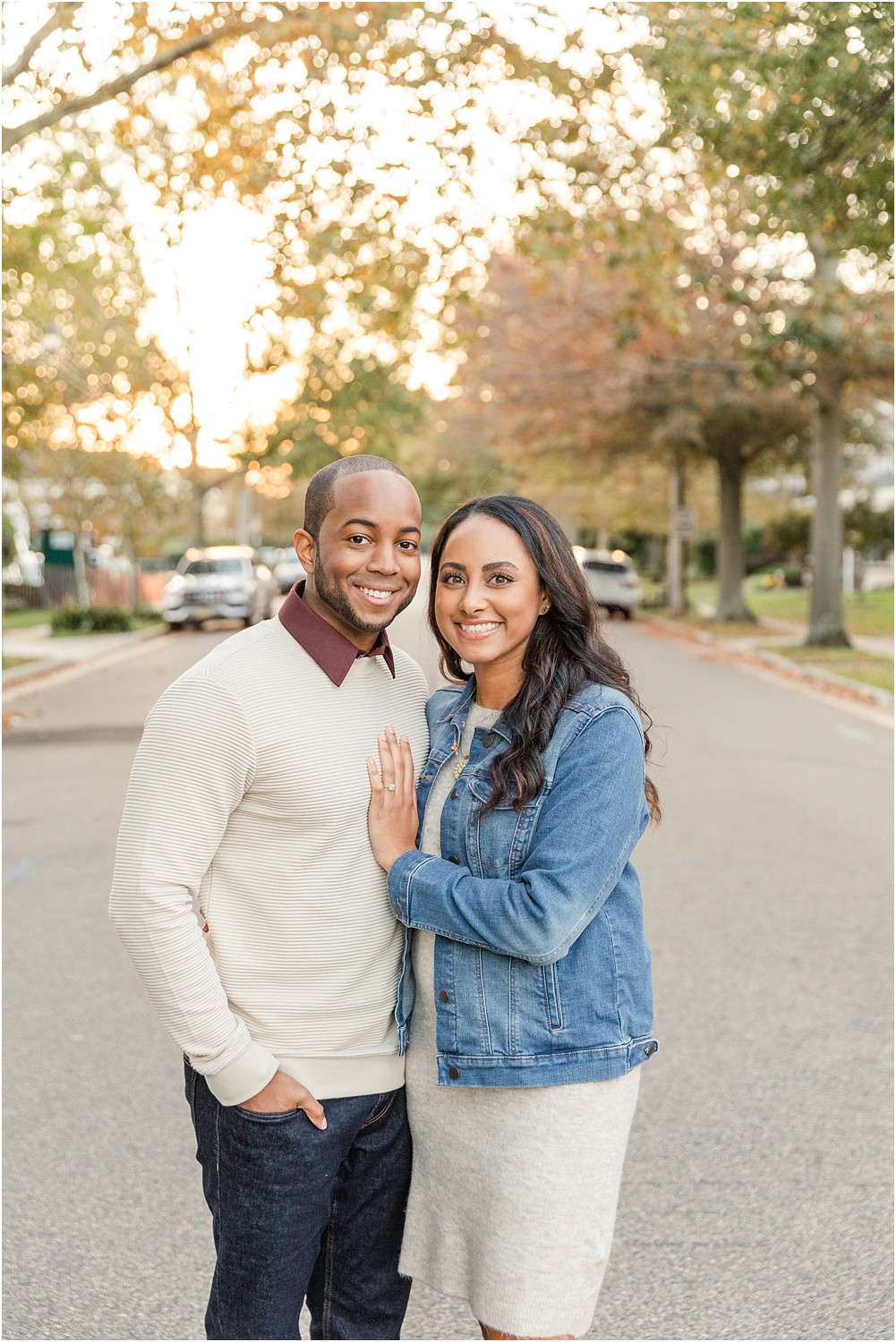 Engaged couple in NJ for fall engagement photos 