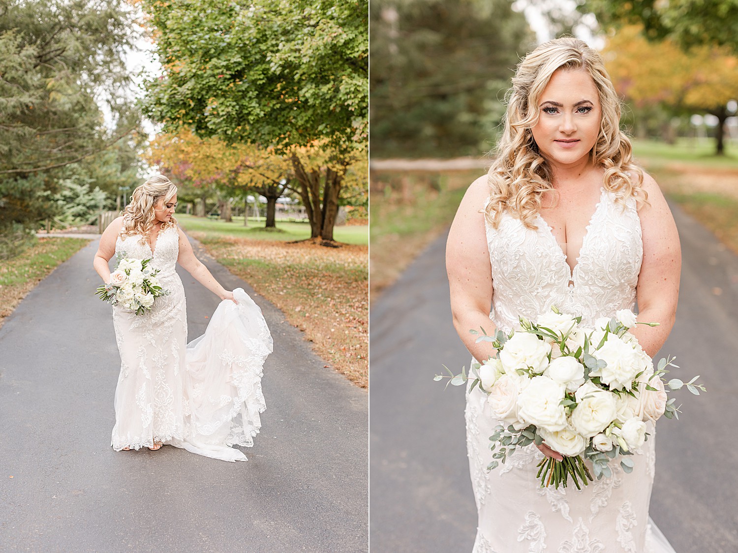 Bride details-wedding dress and bouquet