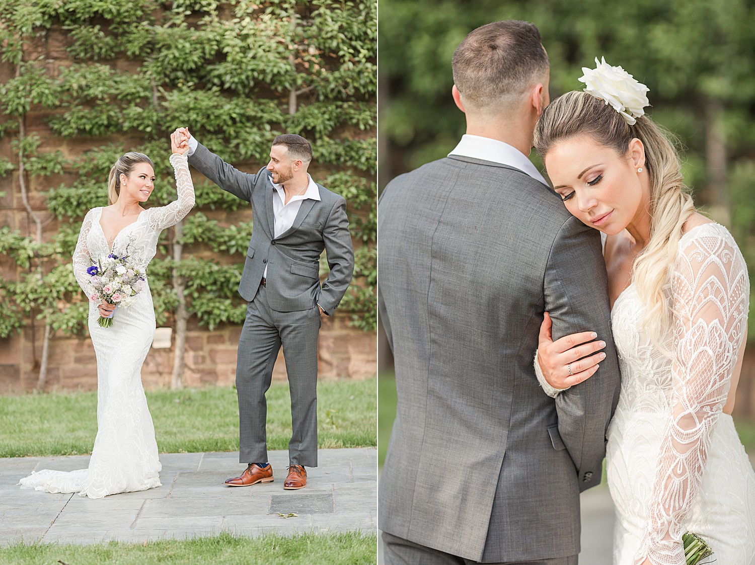 newlyweds dance on patio at Tyler Gardens a PA Wedding venue