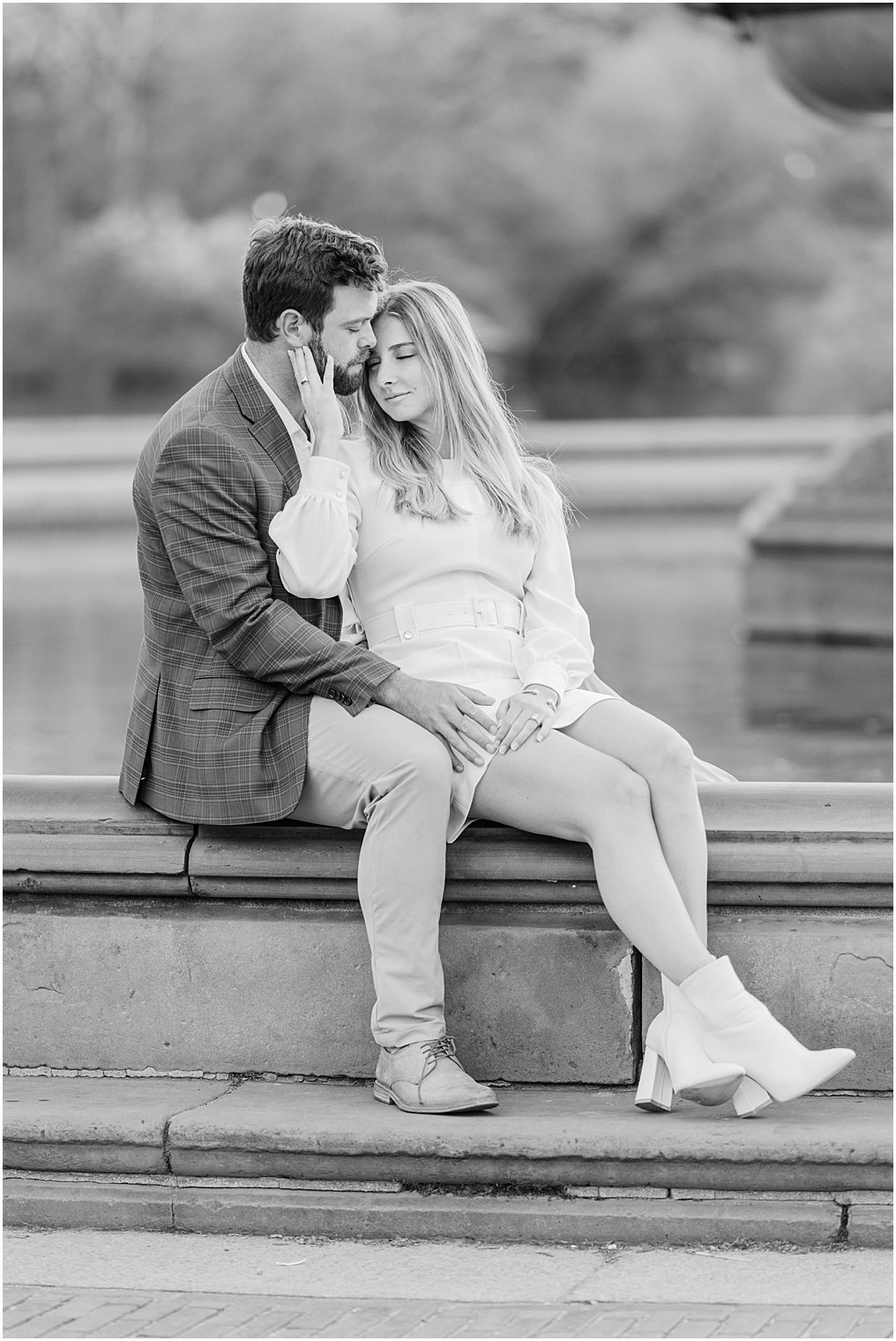black and white photo from Central Park NYC Engagement session 