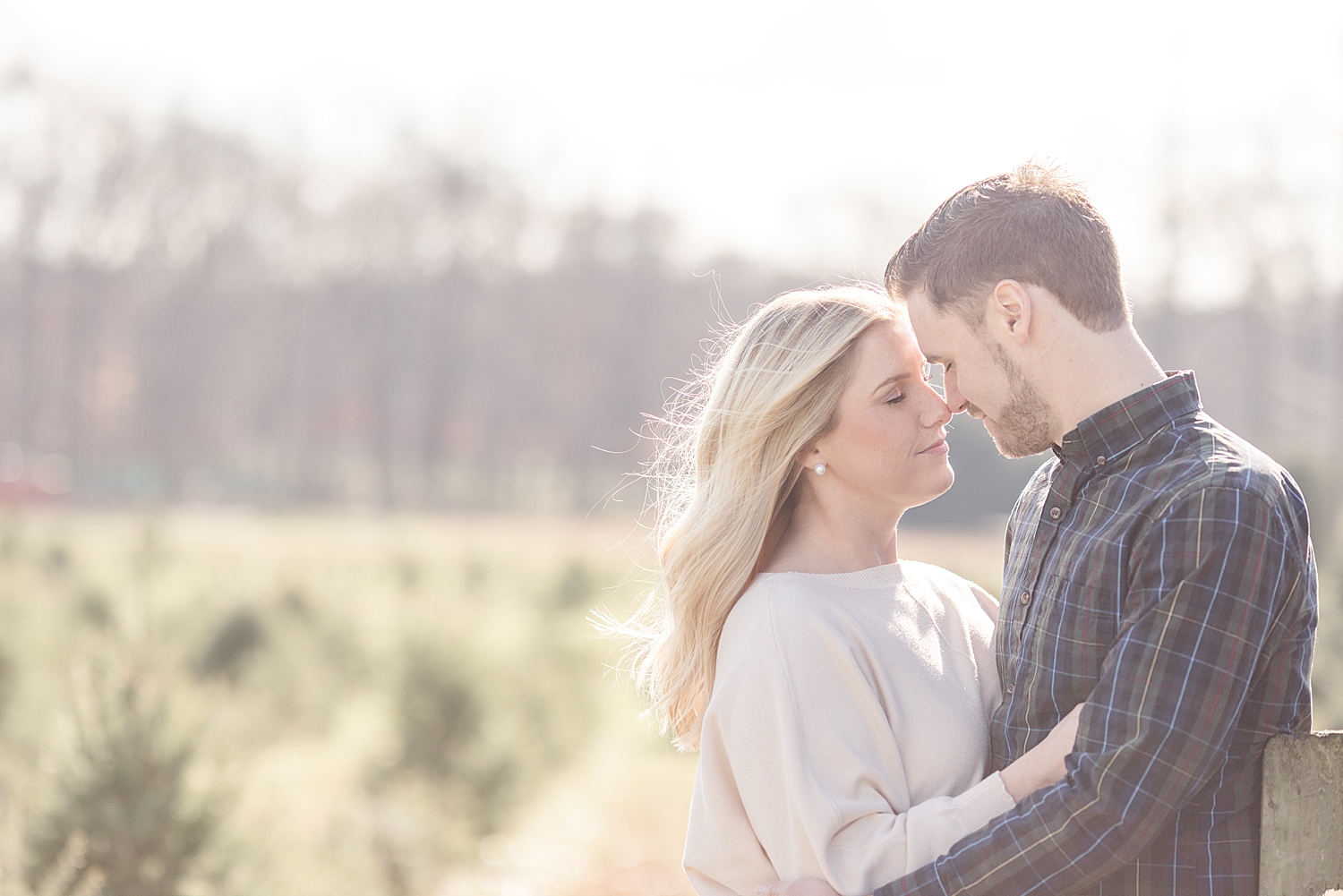 cozy Christmas Tree Farm Engagement session