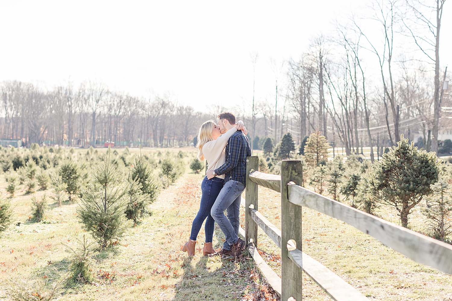 Christmas tree farm engagement session by NJ Photographer