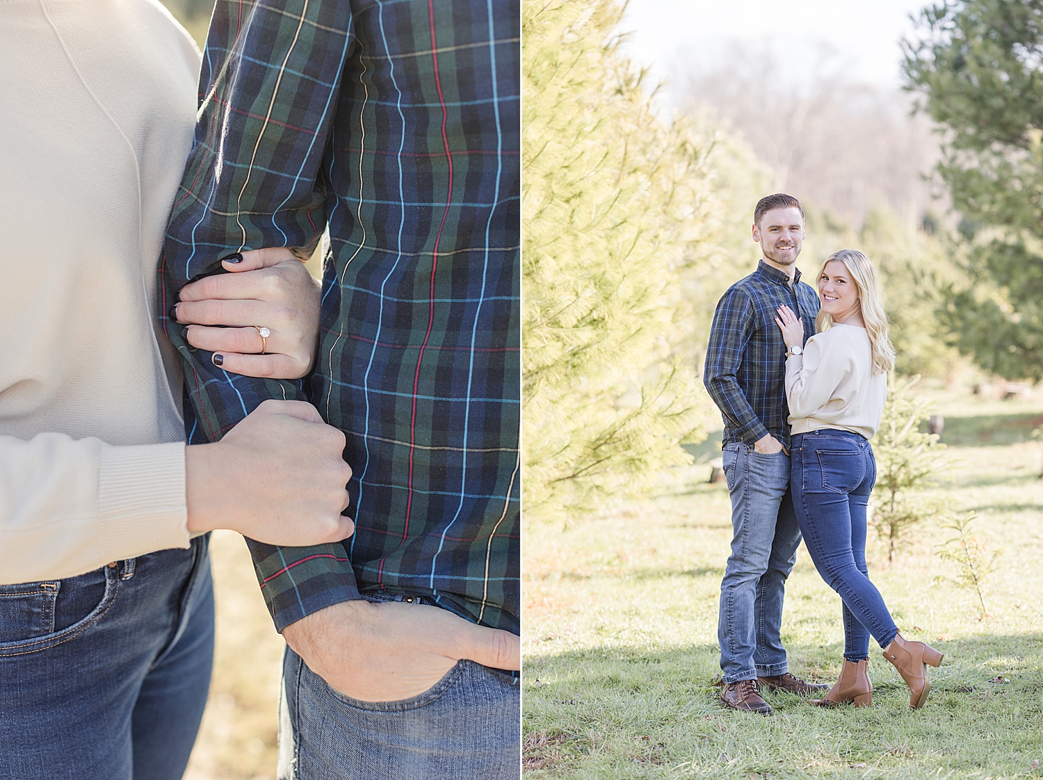 Christmas tree farm engagement 