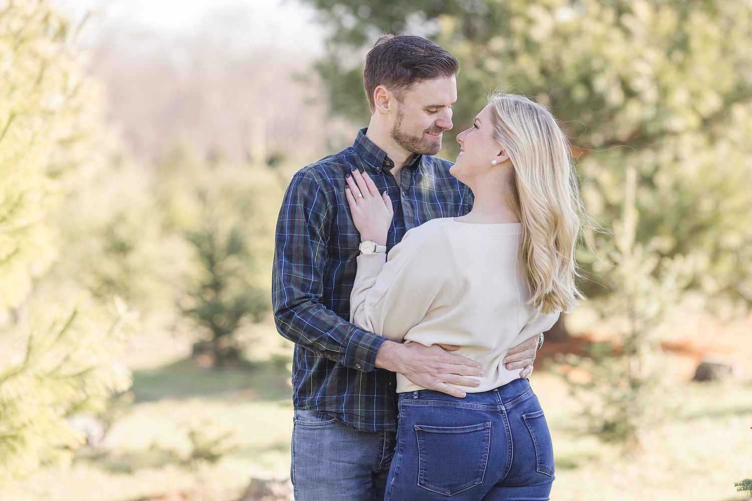 Christmas tree farm engagement 