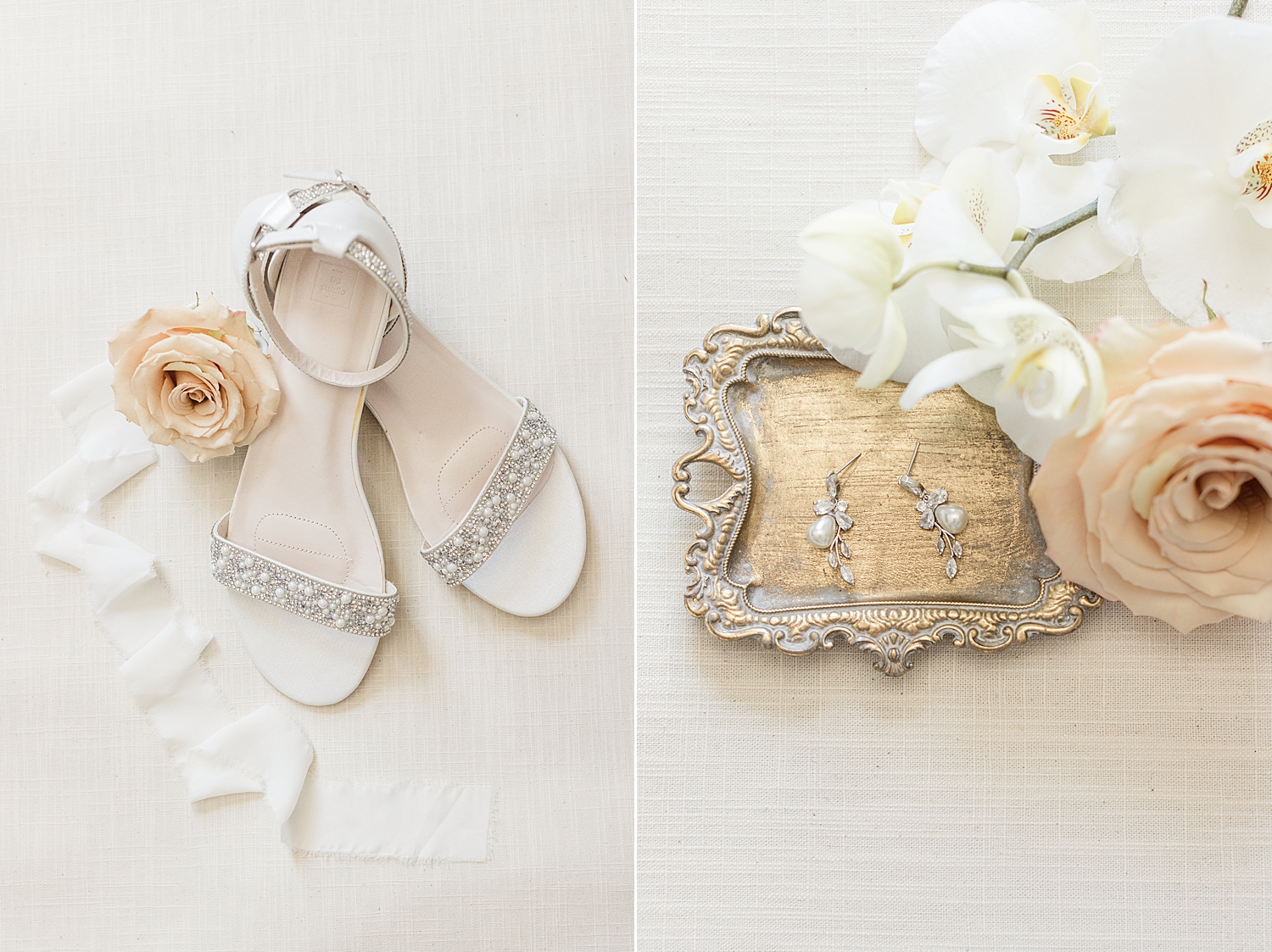 bride shoes and earrings