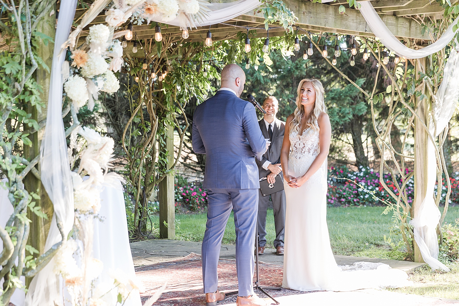 couple exchange vows at wedding ceremony