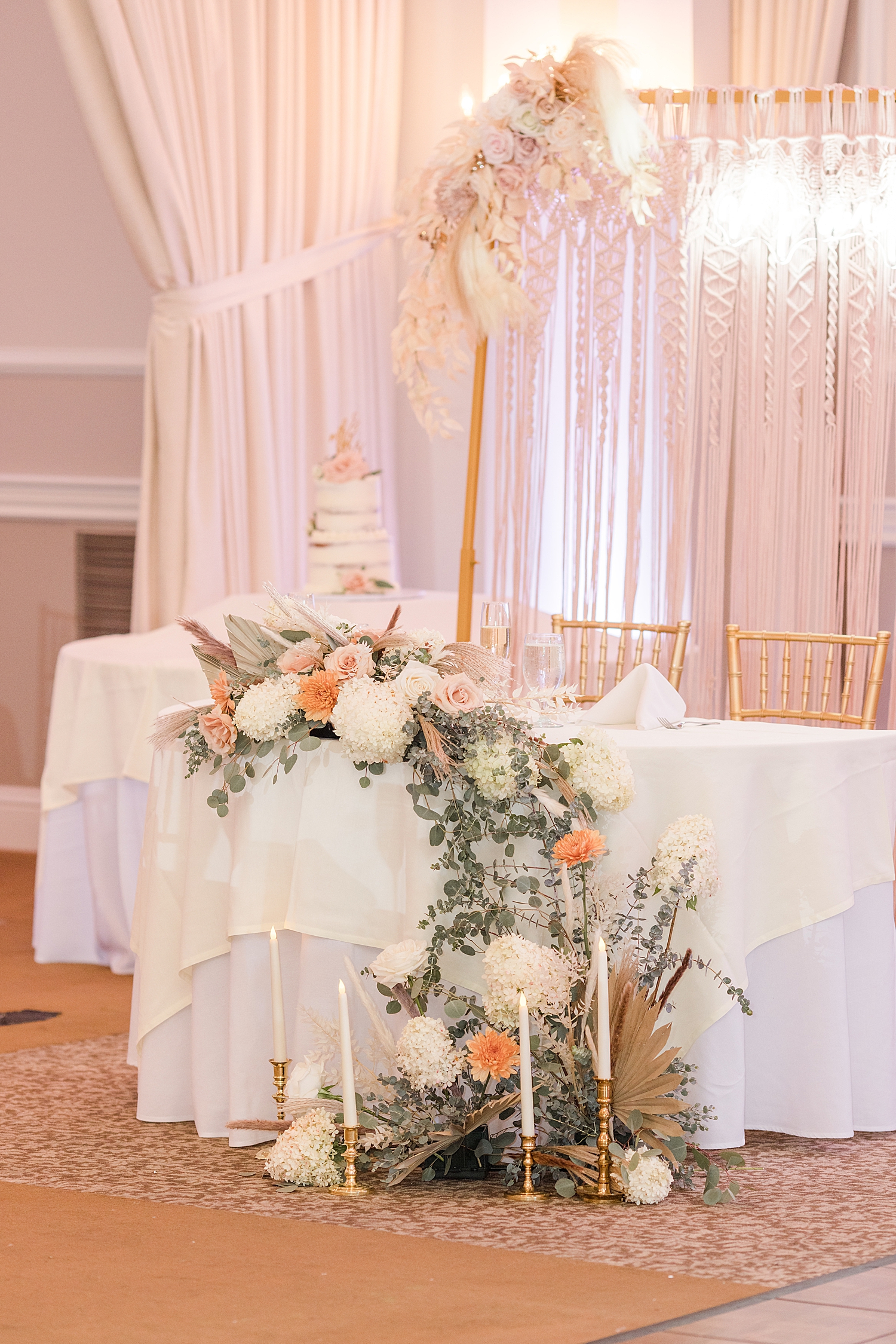 sweetheart table at wedding reception 