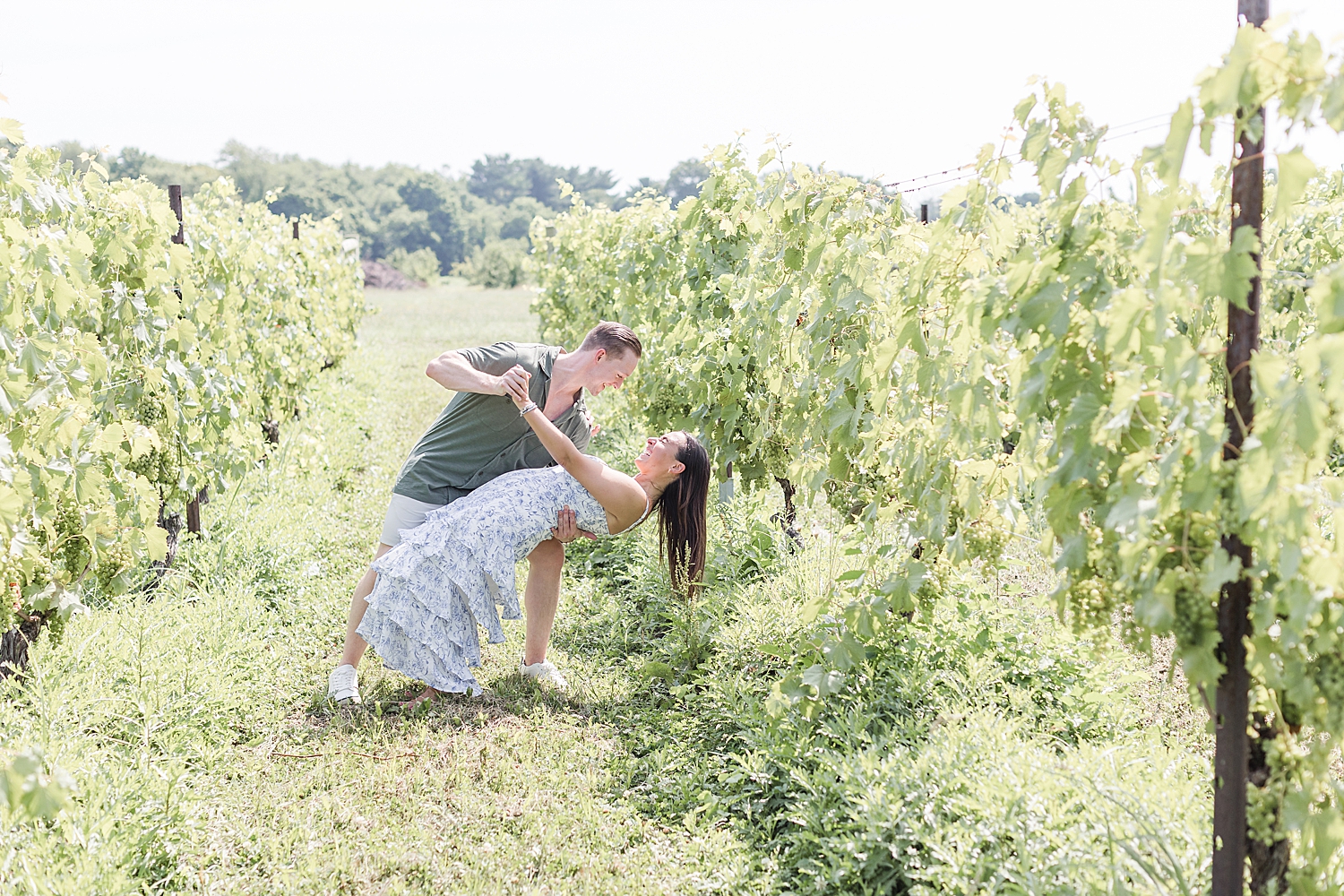 romantic engagement photos at William Heritage Winery in Mullica Hill