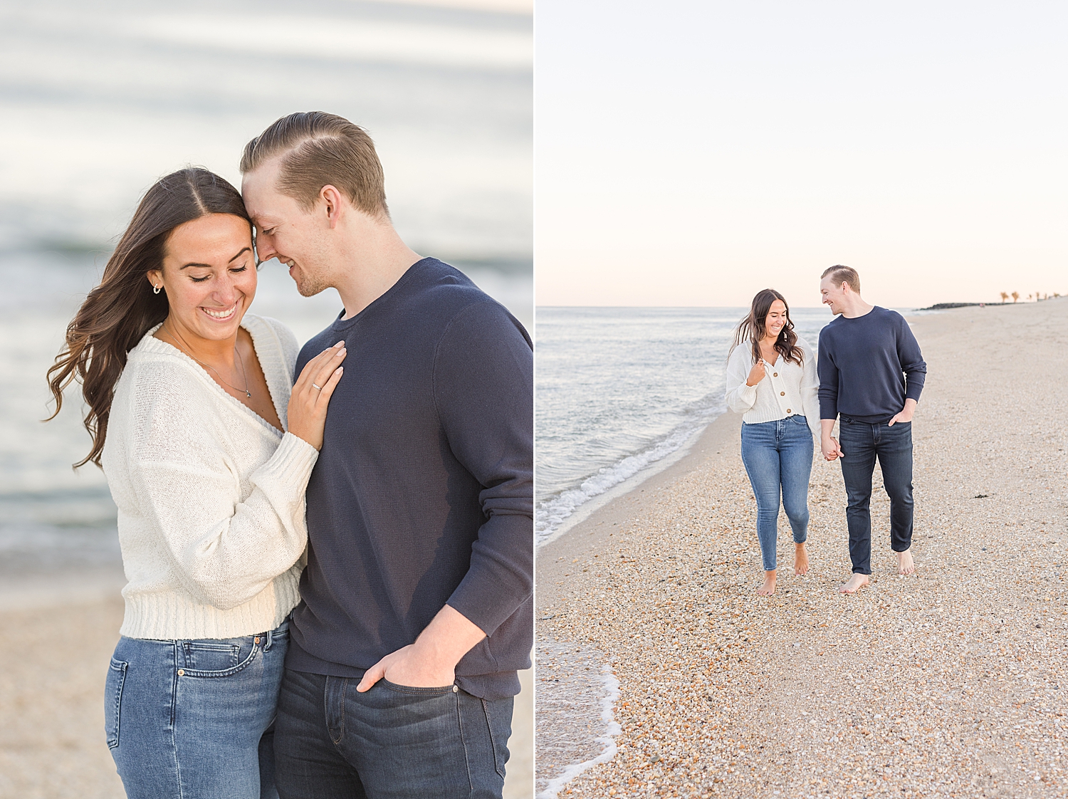 fall engagement session at the beach