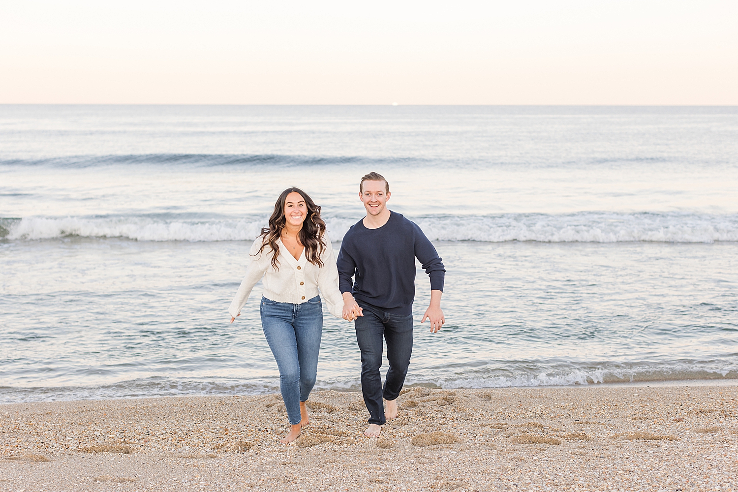 Candid New Jersey Engagement at  beach in Sea Bright 