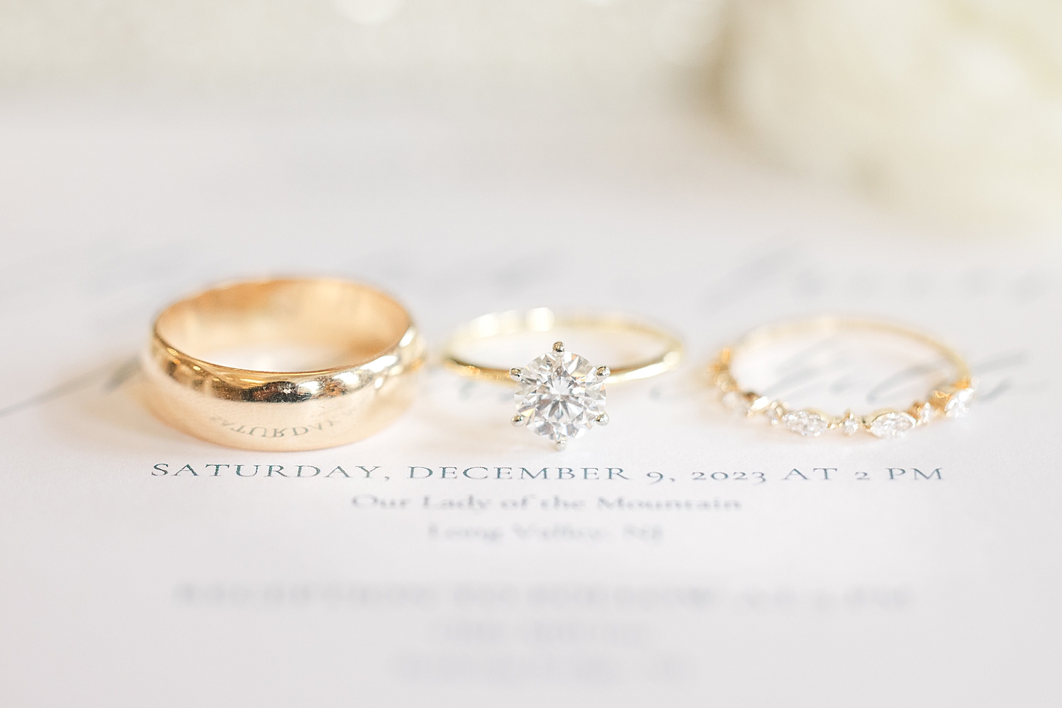 wedding rings on invitations from Festive Holiday Wedding in New Jersey