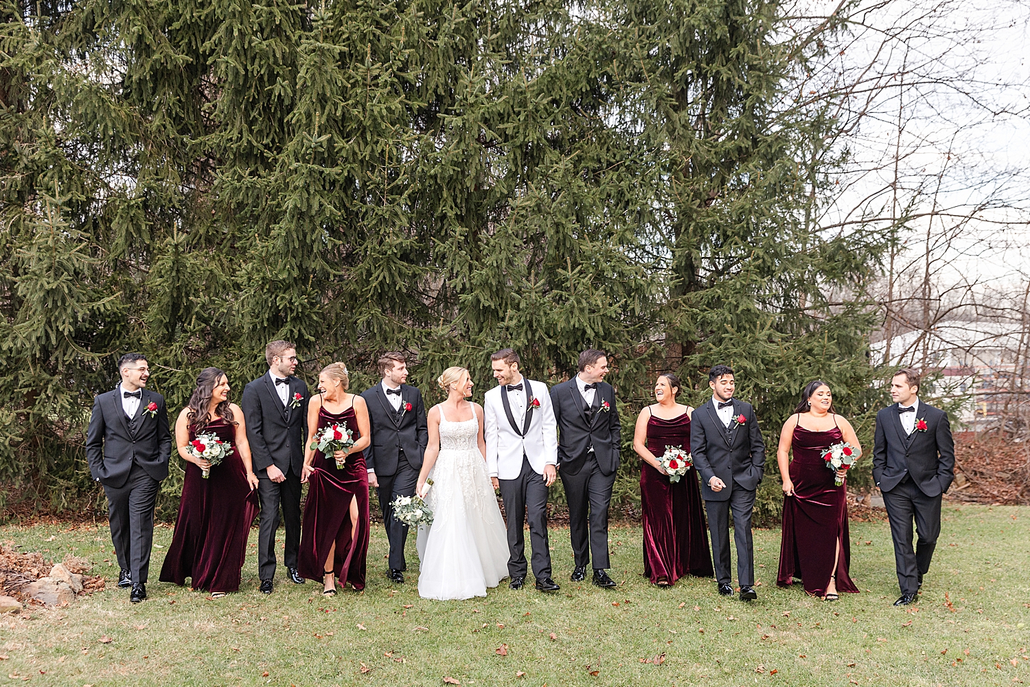 Festive Holiday Wedding party photos  