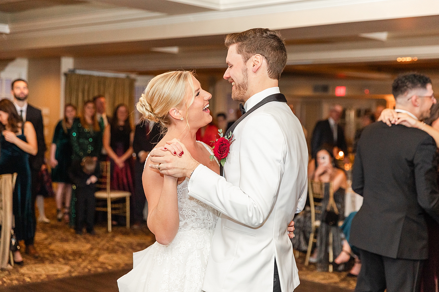 couple on the dance floor from Festive Holiday Wedding in New Jersey