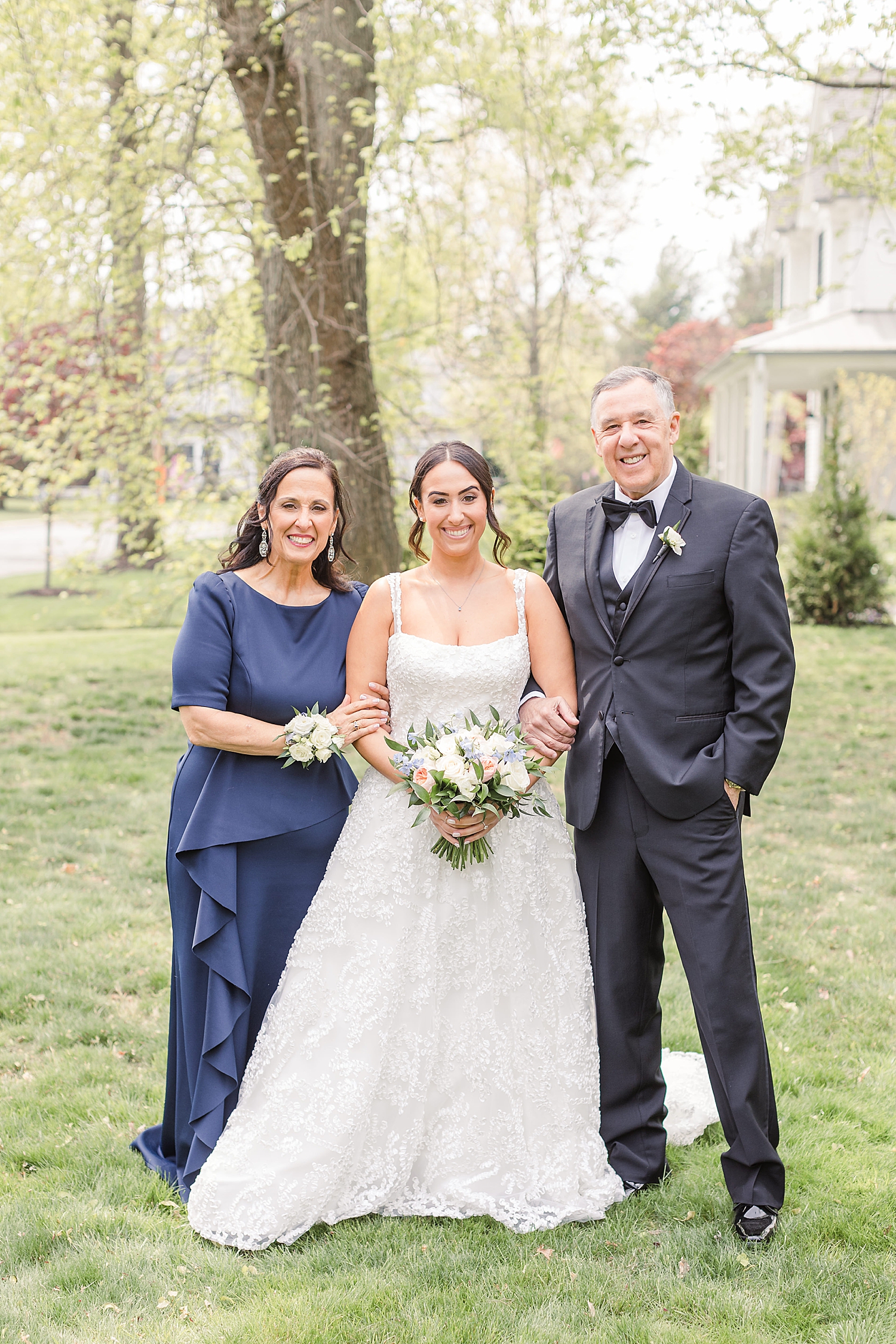 bride with parents