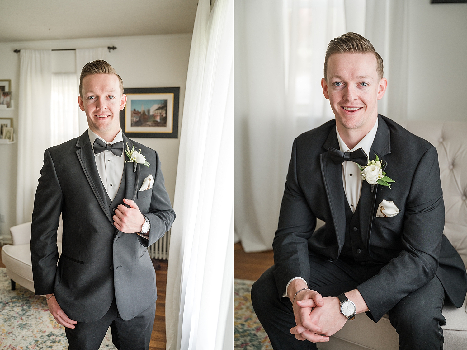 groom portraits before Romantic Spring Wedding in New Jersey