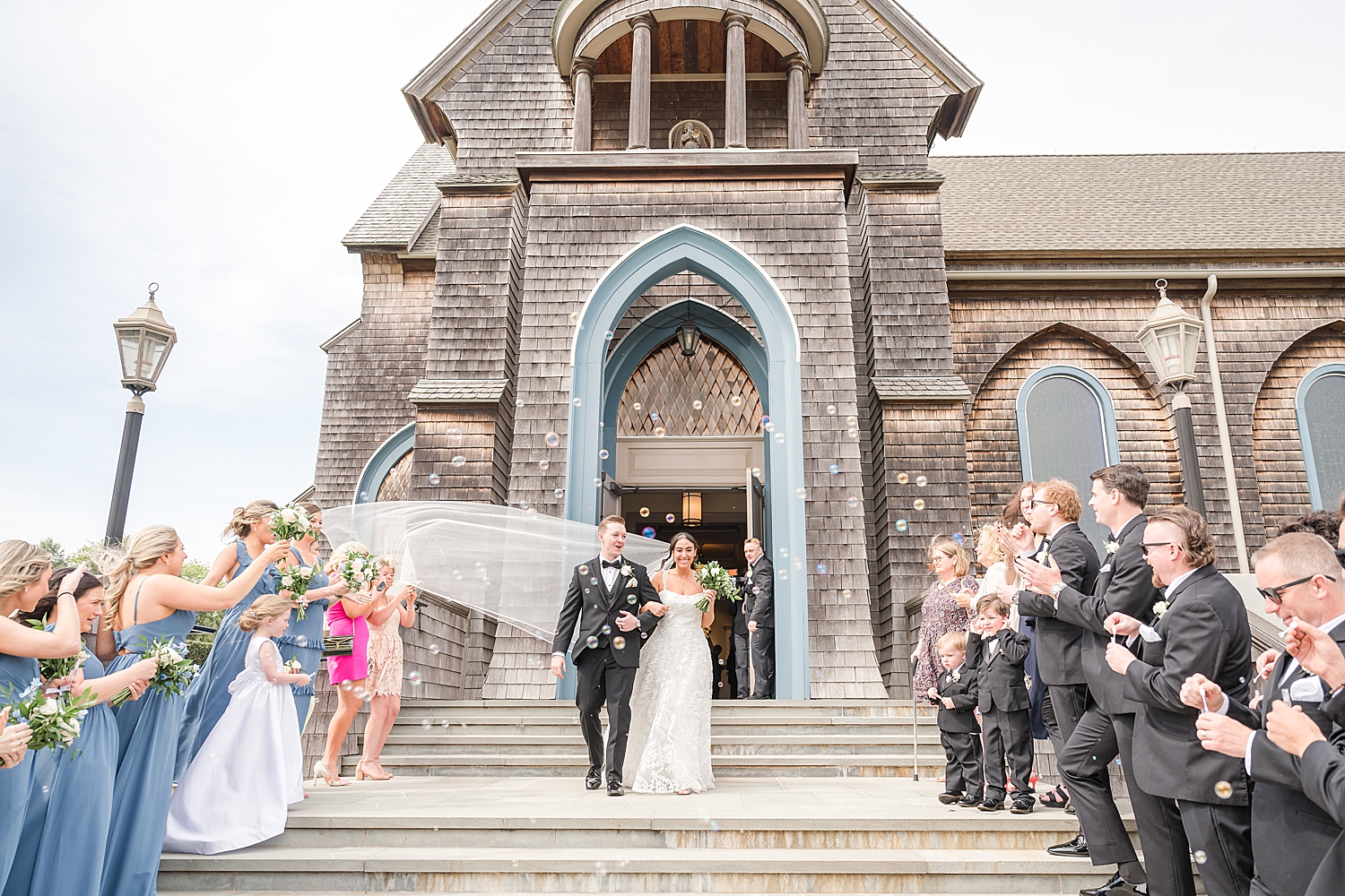 wedding exit from church wedding ceremony from Romantic Spring Wedding in New Jersey