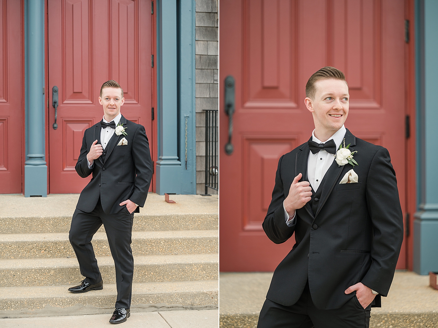 groom in black tux