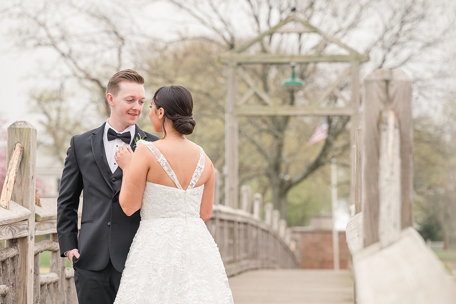 newlywed photos at Spring Lake Devine Park from Romantic Spring Wedding in New Jersey