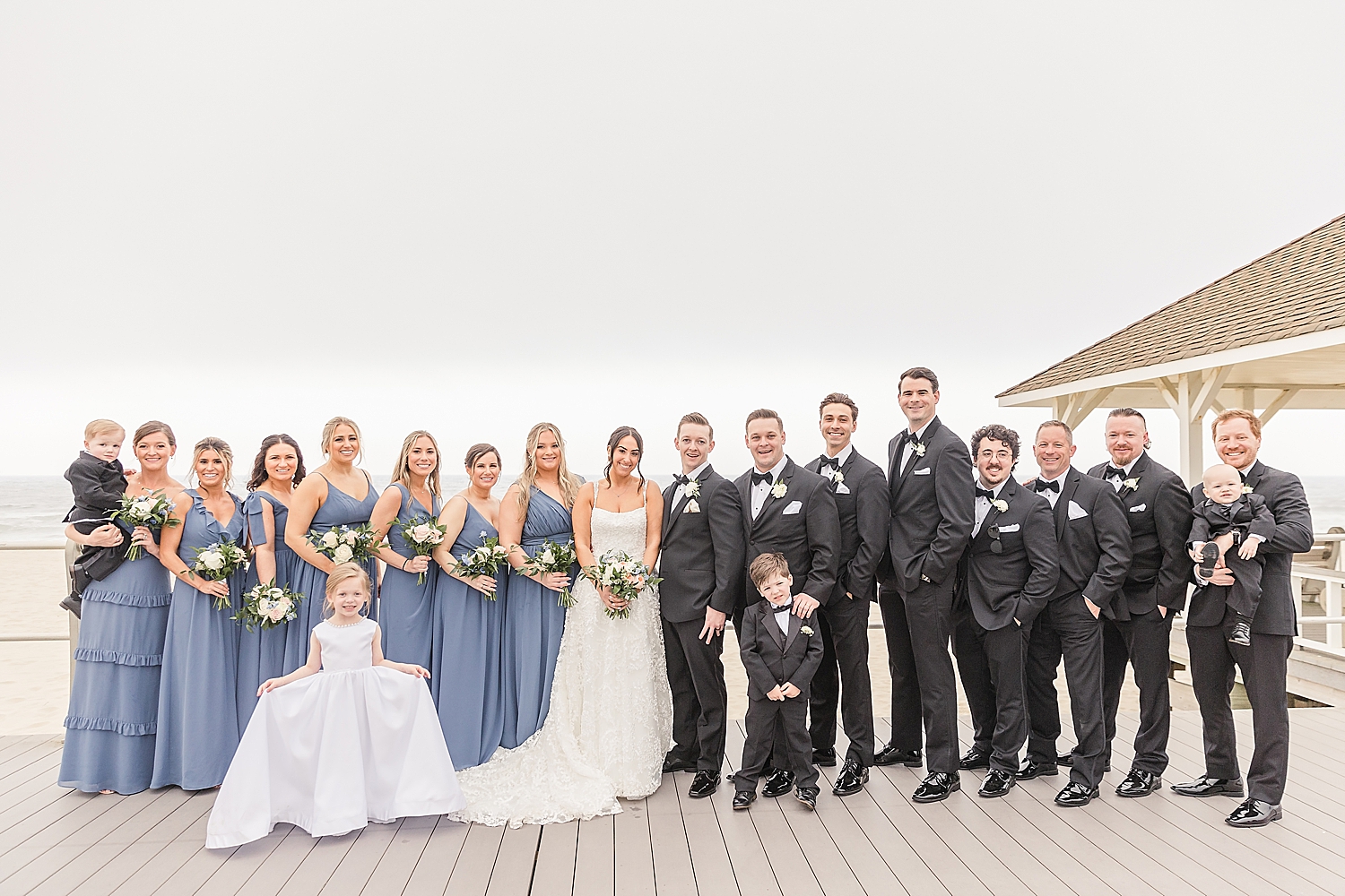 wedding party photos in Spring Lake Devine Park | Romantic Spring Wedding in New Jersey